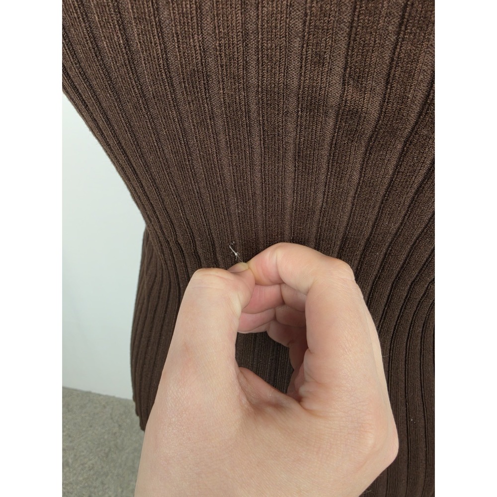 Y2K Vintage Fontana Tank Womens Small 90s Ribbed Shirt Brown Grunge Goth 3185 - Picture 5 of 12